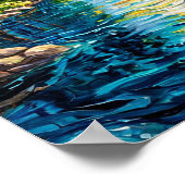 森林油彩画の湖 ポスター (角)