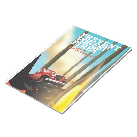 森林火災の防止の安全ポスター。 ノートパッド (アングル)