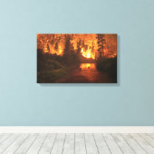 森林火災 – 鹿 キャンバスプリント (インサイチュ (ウッドフロア))