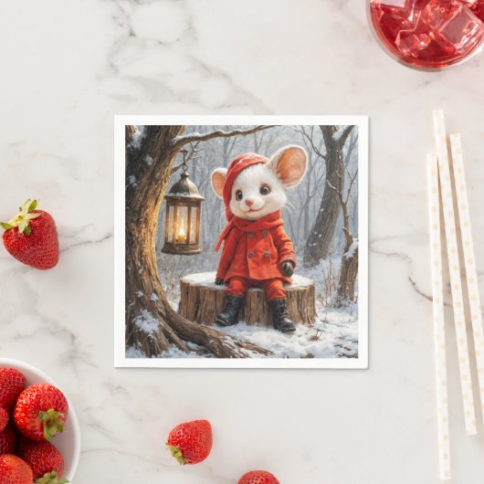 森林灯つき冬用マウス スタンダードカクテルナプキン (インサイチュ)