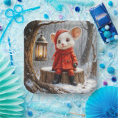 森林灯つき冬用マウス ペーパープレート (パーティー)