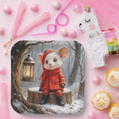 森林灯つき冬用マウス ペーパープレート (パーティー)