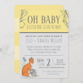 森林男女兼用動物のベビーシャストライプワー 招待状 (正面/裏面)