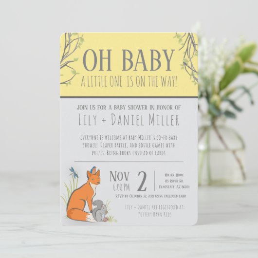 森林男女兼用動物のベビーシャストライプワー 招待状 (スタンド正面)