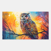森林監視人、森林生活者、フクロウ 長方形シール (正面)