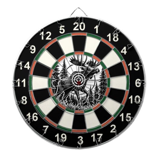 森林目標の野生のムース ダーツボード (正面)