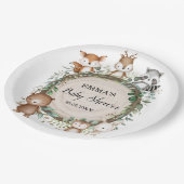 森林素朴動物のベビーシャワー ペーパープレート (アングル)