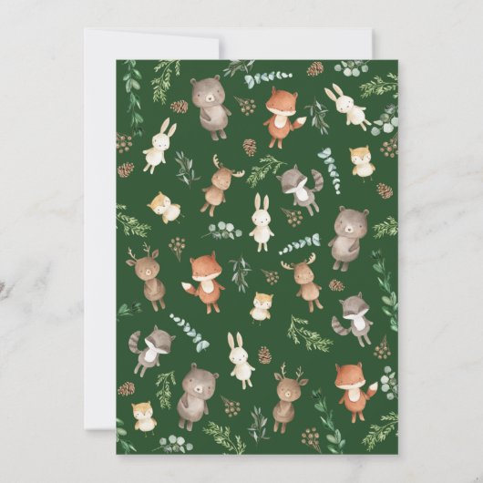 森林素朴動物男の赤ちゃんシャワー 招待状 (裏面)