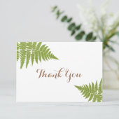 森林結婚式のシダの平らなサンキューカード サンキューカード (スタンド正面)