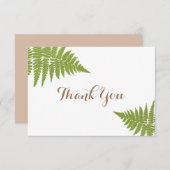 森林結婚式のシダの平らなサンキューカード サンキューカード (正面/裏面)