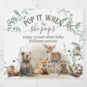 森林緑の森のシャワー彼女のポップ スパークリングワインラベル (シングルラベル)