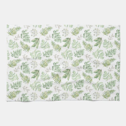 森林緑の草木は模造します キッチンタオル (横)