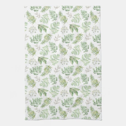 森林緑の草木は模造します キッチンタオル (縦)
