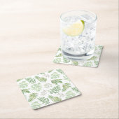 森林緑の草木は模造します スクエアペーパーコースター (インサイチュ)