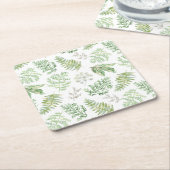 森林緑の草木は模造します スクエアペーパーコースター (アングル)