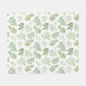 森林緑の草木は模造します フリースブランケット (正面(横))