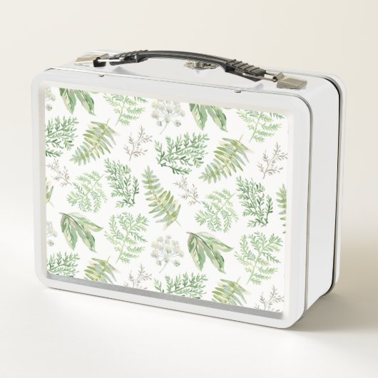 森林緑の草木は模造します メタルランチボックス (裏面)