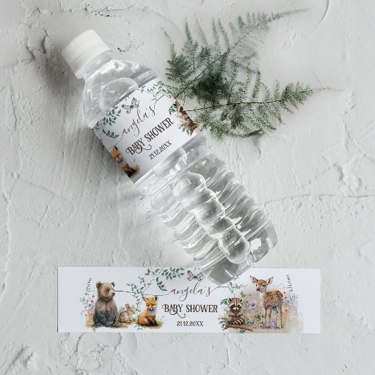 森林緑の赤ちゃんシャワー ペットボトルラベル