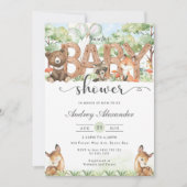 森林緑の赤ちゃんシャワー 招待状 (正面)