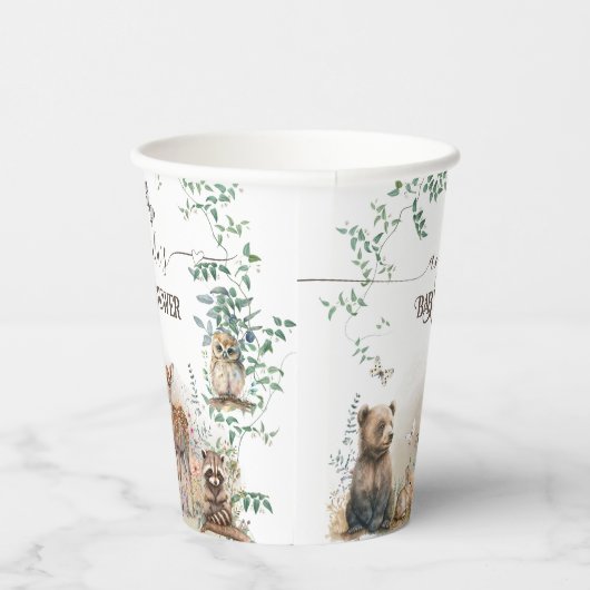 森林緑の赤ちゃんシャワー 紙コップ (右)