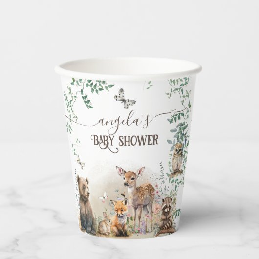 森林緑の赤ちゃんシャワー 紙コップ (正面)
