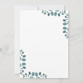 森林緑ユーカリ赤ちゃんシャワー 招待状 (裏面)