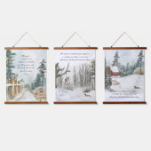 森林自然風光明媚な水色オプションの文言 吊り下げ型タペストリー (トリプル)