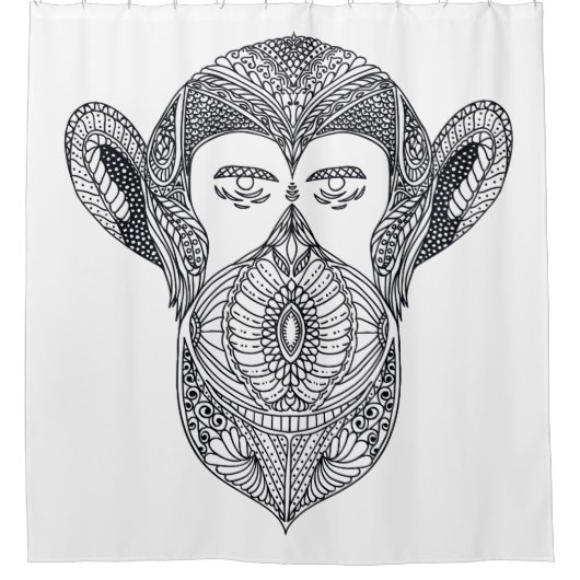 森林落書きの野生の獣 シャワーカーテン (正面)