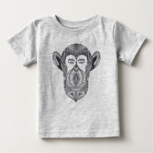 森林落書きの野生の獣 ベビーTシャツ