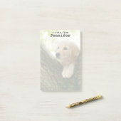 森林設定に坐っているラブラドールの子犬 ポストイット (デスク上)