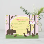 森林誕生日のパーティの招待状 招待状 (スタンド正面)