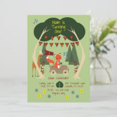 森林誕生日のパーティの招待状 招待状 (スタンド正面)
