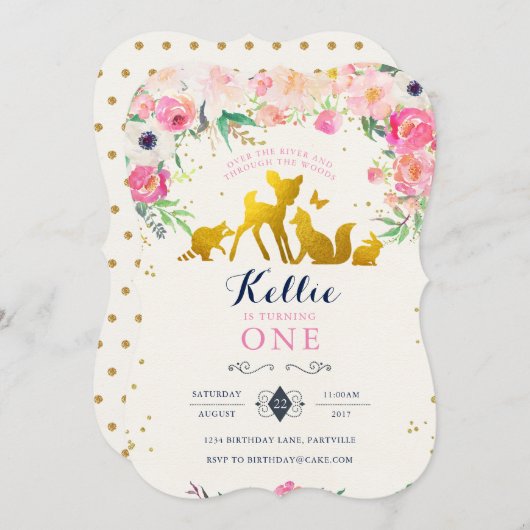 森林誕生日の招待状 招待状 (正面/裏面)