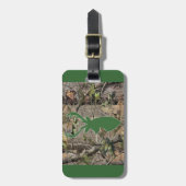 森林迷彩柄の緑のシカの頭部 ラゲッジタグ (正面縦)