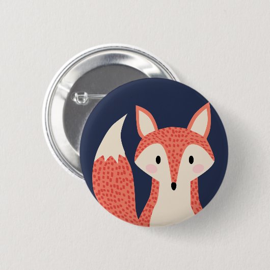 森林野生動物の赤いオレンジ頭が切れるな孤を孤色に変色させて下さい 缶バッジ (正面&裏面)