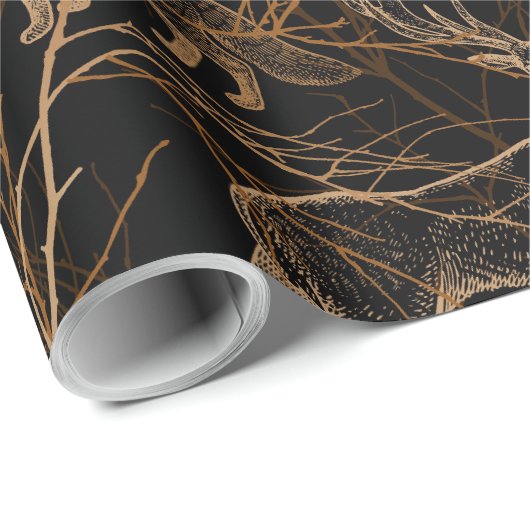 森林野生動物の鹿が暗い自然 ラッピングペーパー (ロールコーナー)