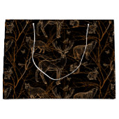 森林野生動物の鹿が暗い自然 ラージペーパーバッグ (正面)