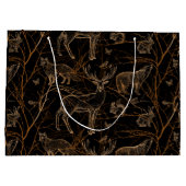 森林野生動物の鹿が暗い自然 ラージペーパーバッグ (裏面)