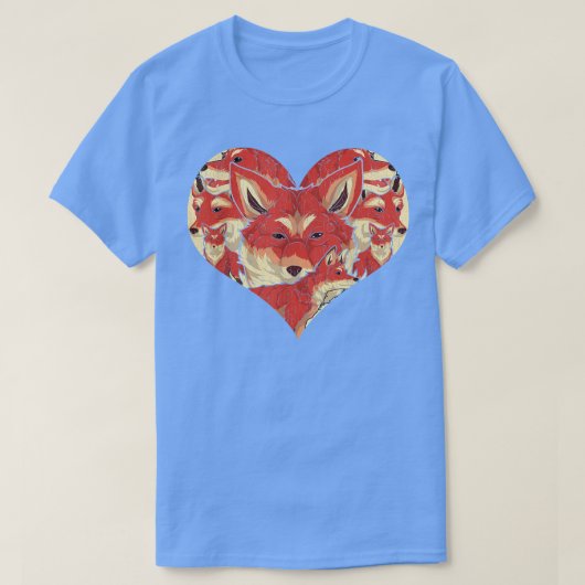 森林野生生物フォス自然動物愛好家ハート Tシャツ (デザイン正面)