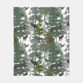 森林野生生物 フリースブランケット