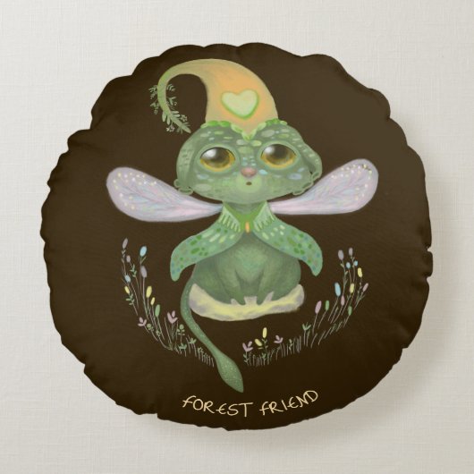 森林魔法の動物 ラウンドクッション (正面)