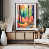 森林魔法の水彩画ポスター ポスター