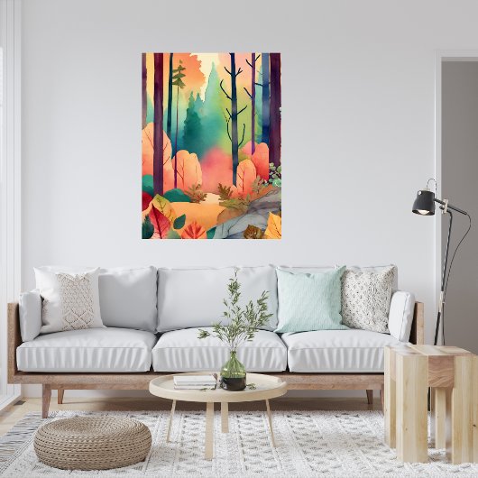 森林魔法の水彩画ポスター ポスター