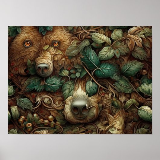 森林黒熊の動物 |ブラウンベアウォールプリント ポスター (正面)