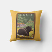 森林-くねり、オレゴンのツキノワグマ クッション (裏面)