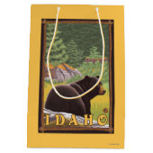 森林-アイダホのツキノワグマ ミディアムペーパーバッグ (裏面)