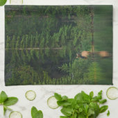 森林 |アルバータ州バンフ国立公園でエルク キッチンタオル (折り畳み)