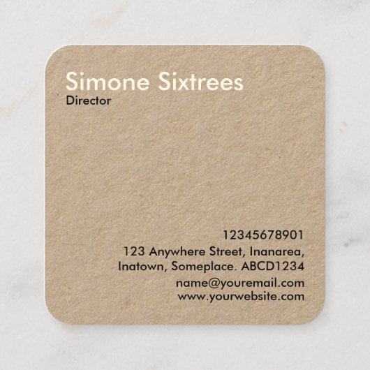 森林-クリーム + クラフトカードの黒 スクエア名刺 (裏面)