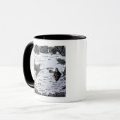 森林、コケが付いている詳細の樺の木、 マグカップ (正面左)