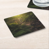 森林 |サンライトハイライト滝 スクエアペーパーコースター (アングル)